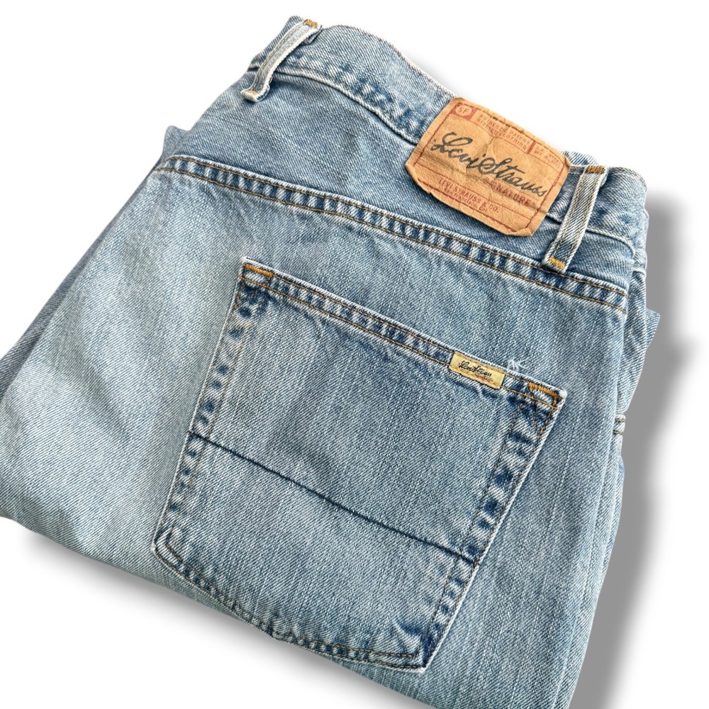 Levi  Signature Loose Straight Jeans Y2K Mens‎ 42x30 Light Wash Denim Vintage